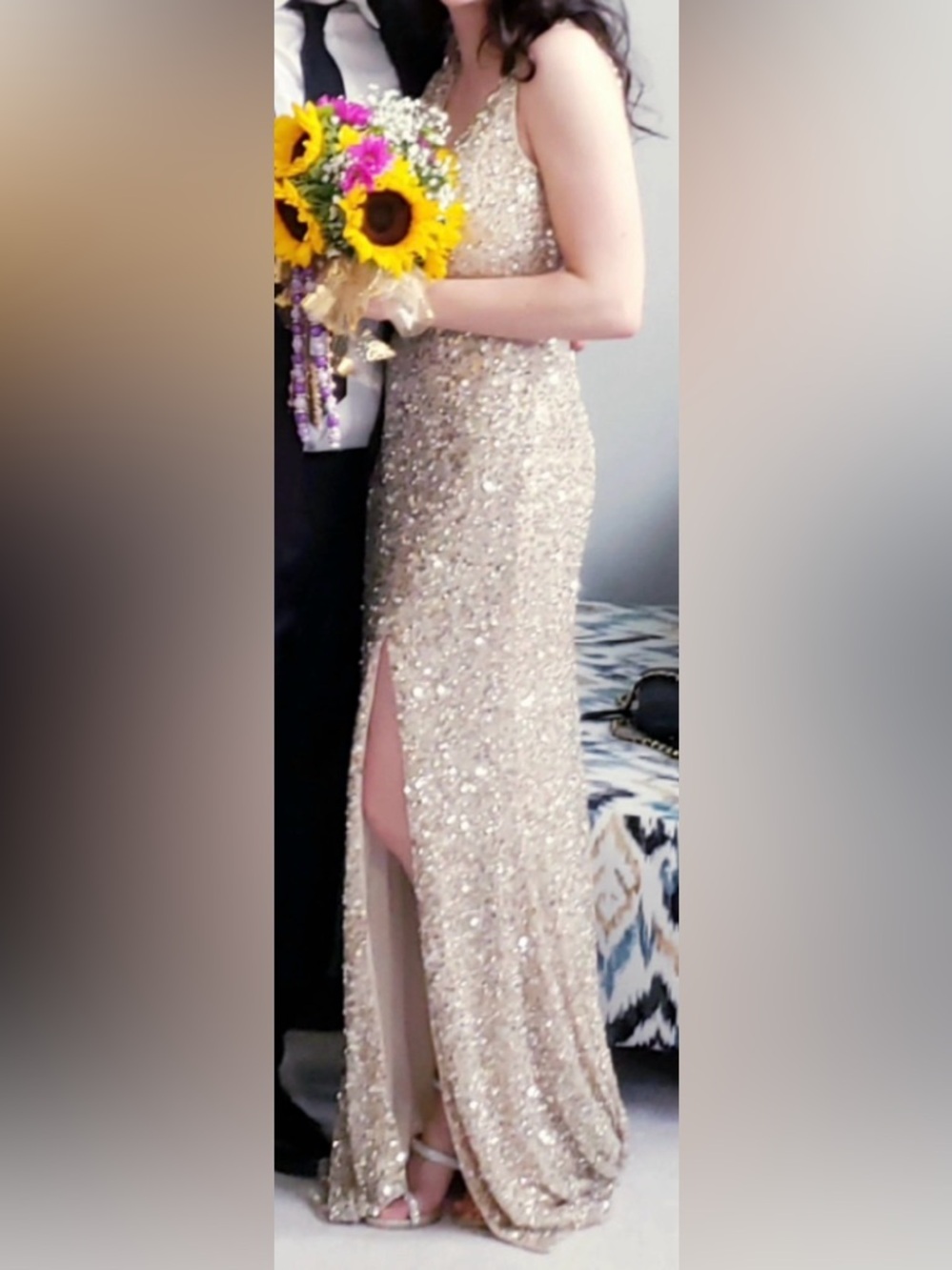 Gold sequined evening/cocktail dress